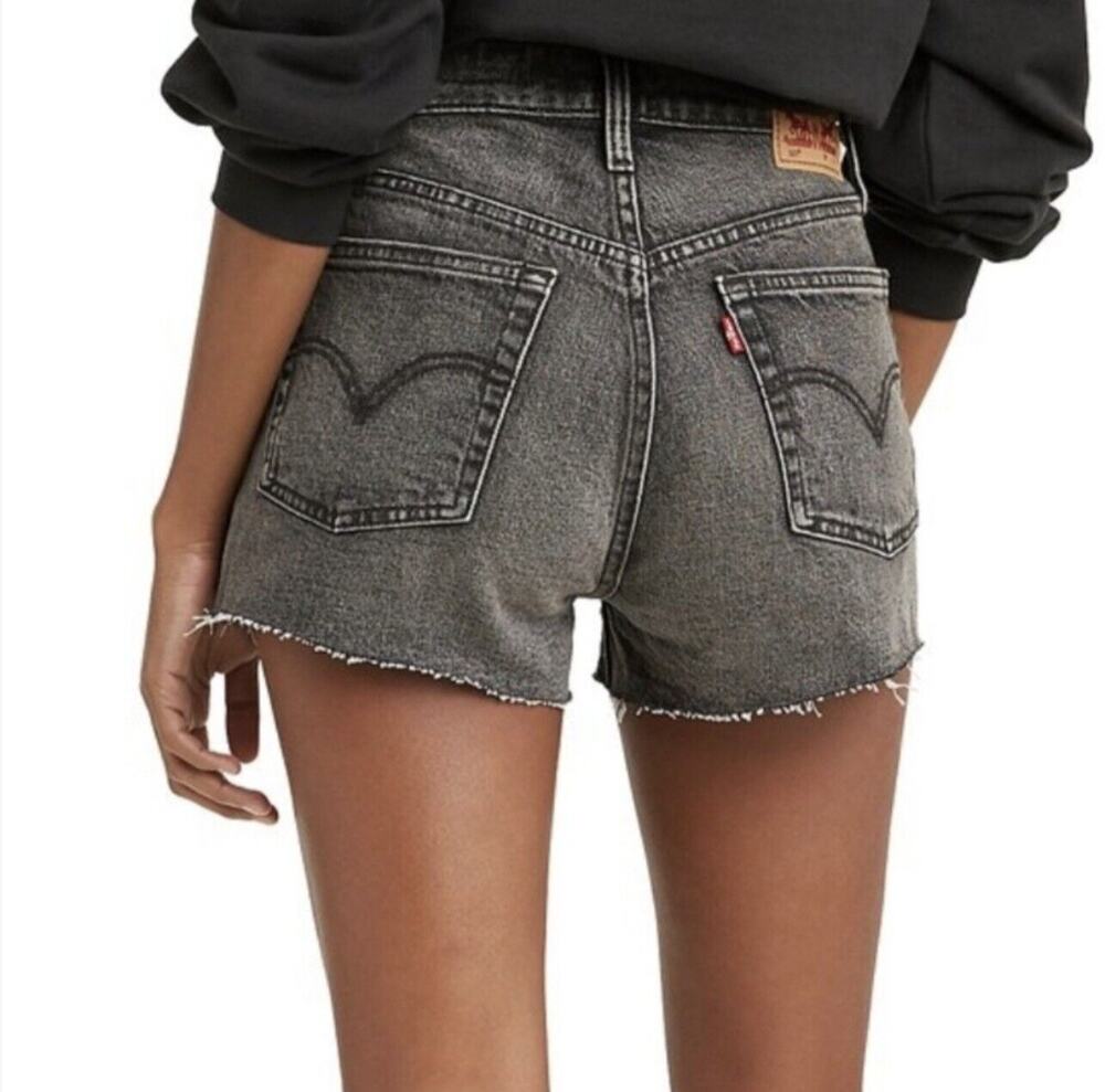 Women's Levi's 501 High Rise Jean Shorts Better Weathered Black Denim Sz 30 (10)